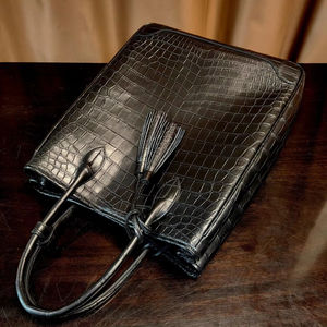 Bolso de Hombro de Cuero Genuino para Hombre Nile Crocodile, Forro de Piel de Vaca, Gran Capacidad e Impermeable para Negocios y Uso Diario - Product Image 1