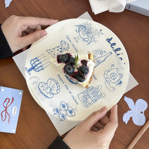 Papel para hornear de calidad alimentaria, recubierto de cera por una sola cara, 100 paquetes, azul, para empacar pan, queso, pastel y hamburguesas - Product Image 4