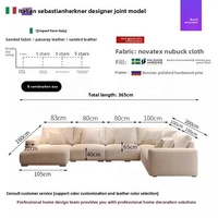 Minis MN-SF43 Modernes Nordisches Holzrahmen-Sofa Großes Beige-Weißes Modulares Stoffsofa Frei Kombinierbar U-förmig Wohnzimmer- und Flurmöbel