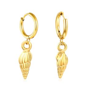 Pendientes de Aro Modernos Personalizados para el Verano, Joyería de Playa, Chapados en Oro de 18k, Acero Inoxidable Antideslustre, Pendientes Colgantes de Concha para Mujer - Product Image 1