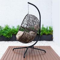 Balançoire de patio Chaise œuf en osier rotin moderne Chaise balançoire suspendue d'intérieur avec support