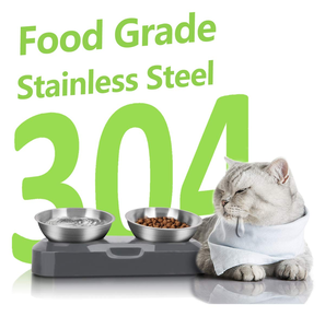 Stainless Steel Pet <b>Bowls</b> & Feeders Neck Care Design Double <b>Dog</b> Cat Water Food Elevated <b>Bowls</b> With Non-slip Base - Product Image 3