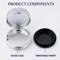 Boîte à poudre libre OEM en forme de cylindre, écologique, en plastique ABS, avec texture gaufrée et couvercle poli miroir, capacité 13g