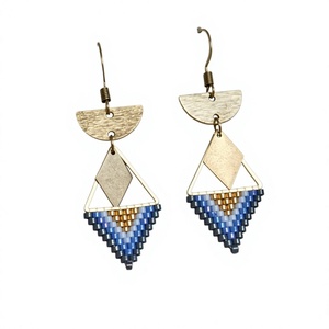 2026 Hot Selling Geometric Beaded Gold Brass Beaded <b>Drop</b> Earrings Women's Bohemia Style Bronze Plated Fashion Jewelry By UO - Product Image 1