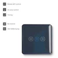 Interrupteur tactile sans neutre en verre, contrôleur d'éclairage intelligent Tuya Zigbee 3.0, 3 gangs, UE/UK