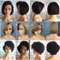 Perruques Bob Courtes Pixie à Lacet Frontal Cheveux Vierge Perruque Toupet Cheveux Humains Pixie Courte Perruque Complète en Lacet Cheveux Indiens Lisses