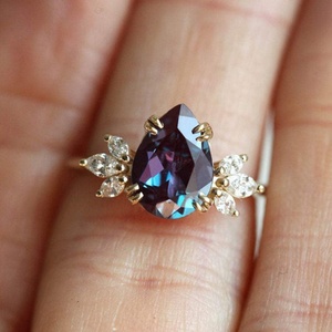 Anillo de Compromiso Cristiano Chapado en Oro Rosa, Plata de Ley 925, Oro de 14K, Piedra Alejandrita - Product Image 6