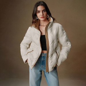 <span class=keywords><strong>Piumino</strong></span> Donna Donna <span class=keywords><strong>Piumino</strong></span> Donna con collo alto Beige a manica lunga ricamato paillettes - Product Image 1