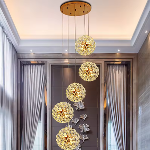 Zeal Lighting Gold Crystal Ball Fixture Comedor moderno Lámpara de araña Serie de luces colgantes - Product Image 5