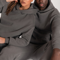 Survêtement surdimensionné pour hommes en vrac couleur unie vierge personnalisé propre logo 100% coton Baggy 2 pièces ensembles de survêtements unisexes