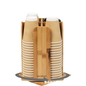 Support de tasses en papier de bambou Mind Reader, support de rangement rotatif à 360 degrés pour cuisine et salon, design écologique - Product Image 4