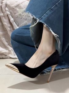 Spring and Summer New Women's Shoes Summer Versatile Fashion High Heels Non-slip Shoes <b>Pointed</b> Toe Lady Shoes Slip-on Outerwear - Product Image 5