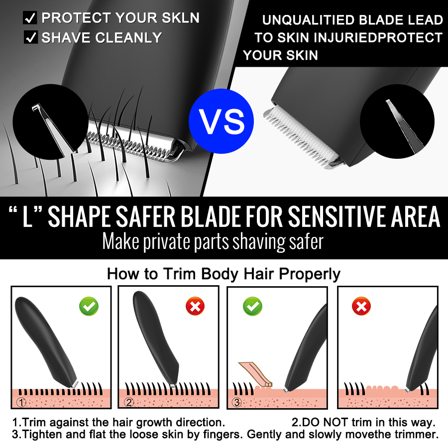 CLIPCLEAN IPX6 Waterproof Body & Groin Hair Trimmer – Rechargeable Men's Shaver - View 4