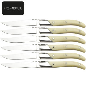 Xyj <span class=keywords><strong>couteau</strong></span> à steak, <span class=keywords><strong>laguiole</strong></span> de qualité supérieure, lame en acier 420 avec manche de couleur ivoire en résine - Product Image 2