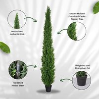 Cyprès artificiel en plastique de 1,5 m résistant aux UV, plante topiaire en pot pour intérieur et extérieur, idéal pour les remises de diplômes, le Nouvel An, les mariages et Noël