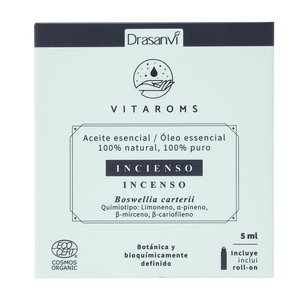 Aceite Esencial de Incienso Orgánico Vitaroms Drasanvi 5ml, Grado Cosmético Ecocertificado, Aceite Puro para Reafirmar y Nutrir la Piel - Product Image 1