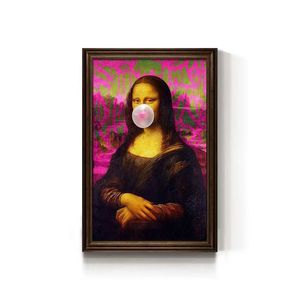 面白いモナリザキャンバスウォールアートクリエイティブパロディー絵画フレーム付きリビングルーム寝室カフェバー壁装飾 - Product Image 5