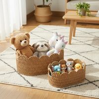 Panier en osier festonné, paniers de rangement tissés pour étagères, placards, buanderie, serviettes, jouets, panier de rangement pour l'organisation