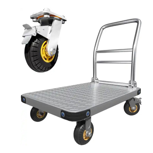 Kolay saklama için 360 derece döner tekerlekler ağır Platform kamyon düz hareketli sepeti el kamyon çelik itme sepeti <span class=keywords><strong>Dolly</strong></span> - Product Image 1