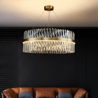 Lustre moderne en laiton givré avec cristaux, AC 220V, marque ZhongYi, garantie 3 ans, blanc chaud 3500K, angle de faisceau 360°, salon