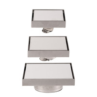 Siphon de sol encastré en acier inoxydable 304, design carré de 1,2 pouce d'épaisseur pour salle de bain et toilettes. Écologique, compatible lave-vaisselle, moderne