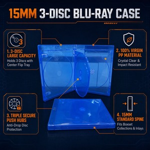 Estuche Ecológico para 3 Discos Blu-Ray, Caja de Almacenamiento de Video Reciclable de PP Azul de Múltiples Capacidades para Colección de Series de Películas en Trilogía - Product Image 2