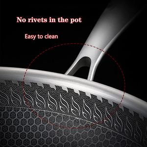 Triply Stainless Steel Frying <b>Pan</b> Saute <b>Pan</b> Non-Stick Coating Gas <b>Induction</b> Cooking 3 Layers Stainless Steel Wok <b>Pan</b> - Product Image 3