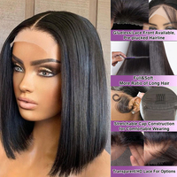 Perruques courtes en cheveux humains de 10 pouces, lisses, sans colle, bob, cheveux vietnamiens, perruques en dentelle frontale, double trame, bob, sans colle