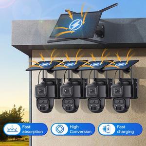 Kits de routeurs solaires 4G UBOX APP, caméra réseau solaire extérieure IP66 6MP Wifi alimentée par batterie, 2 objectifs, 2 écrans, caméra solaire - Product Image 5