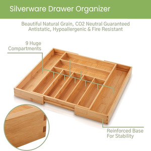 Hot Sale Drawer Dividers Organizer Cutlery Silverware Organizer <b>Kitchen</b> Drawer Tray Bamboo Drawer Organizers for House Using - Product Image 3