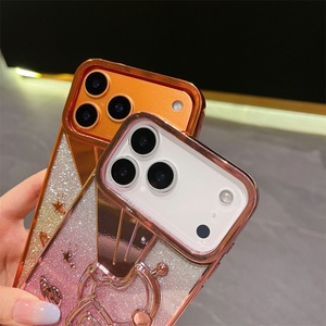 Funda de Teléfono Bling Space TPU con Purpurina Fluida para iPhone 17 Air 16 Pro Max, Diseño Telescópico de Astronauta, Cubierta Trasera Electrochapada - Product Image 4