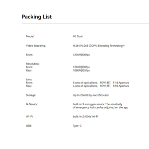 Dpai กล้องติดรถยนต์แบบคู่1080P ddpai วิดีโอติดรถยนต์กล่องดำ N1 - Product Image 6