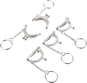 Mtsooning PCS Arch <b>Purse</b> Frame Silver Kiss Clasp Lock Coin Bag Metal Frame With Key Ring For DIY Craft Bag Handle Sewing X Cm - Product Image 2