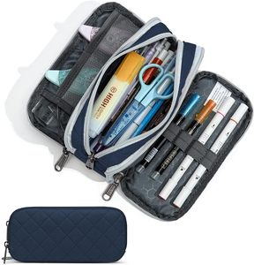 Estuche Grande para Lápices de Gran Capacidad con 2 Compartimentos y Cierre de Cremallera para Oficina y Escuela, Uso Adulto - Product Image 5