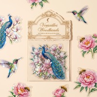 Autocollants décoratifs pour scrapbooking, personnalisés, transparents, en PET, effet holographique, sur le thème des forêts de Versailles