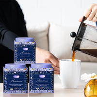 Boîte de conserve vide de qualité alimentaire personnalisée en grains de café avec double couvercle hermétique, feuilles de thé Matcha, boîtes carrées en vrac pour thé