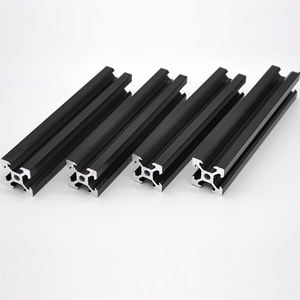 2020 profili in alluminio anodizzato nero 20X20mm estrusione di alluminio lisce scanalate a V - Product Image 3