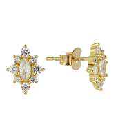 Boucles d'oreilles clous ZG Vintage en laiton avec pierres précieuses marquise étoile du Nord, bijoux célestes pour femme