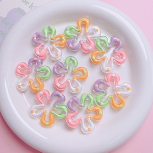Peint à la main acrylique entretoises fleur creuse perles en vrac pour bricolage artisanat coloré arc-en-ciel collier boucles d'oreilles Bracelet fabrication de bijoux - Product Image 3