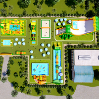Parc aquatique gonflable commercial avec piscine, parc aquatique gonflable avec obstacles en vente