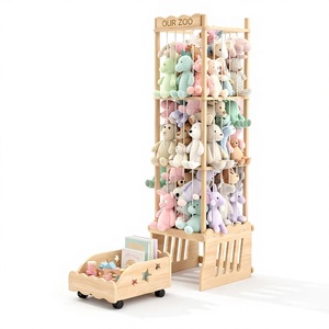 Cajonera de madera para guardar peluches, organizador de gran capacidad que ahorra espacio, para juguetes de peluche, para sala de estar, sostenible - Product Image 1