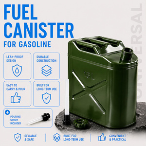 Bidon métallique de 15 L approuvé par l'ONU, réservoir de carburant en acier anti-fuite pour essence et pétrole, réservoir de stockage de carburant portable avec bec verseur - Product Image 3