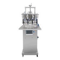 Machine de remplissage sous vide automatique à quatre têtes, 1000 bouteilles par heure, 200W, commande PLC, pour jus et huile.