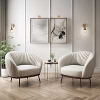 Fauteuil d'appoint moderne et durable en velours blanc, fauteuil de loisirs rembourré pour salon, appartement, hôtel, salle de séjour