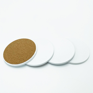 Wholesale Custom Printed <b>Promotional</b> Absorbent Drinks Round Square Plain White Blanks Sublimation Ceramic <b>Coaster</b> with Cork Base - Product Image 3
