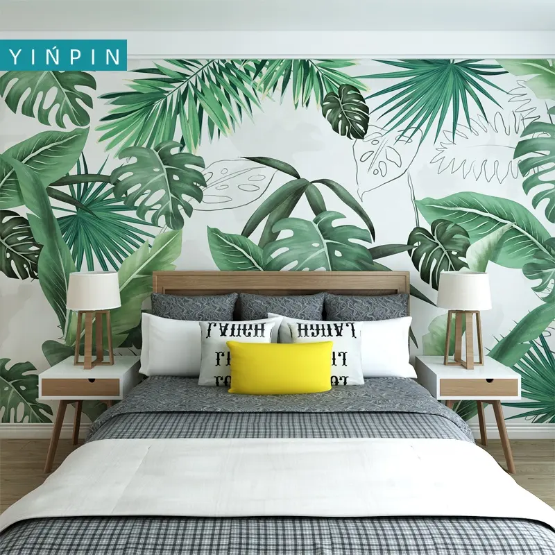 Tropical rain forest hand-painted wall art 3d wallpaper home decoration mural wall paper for living room