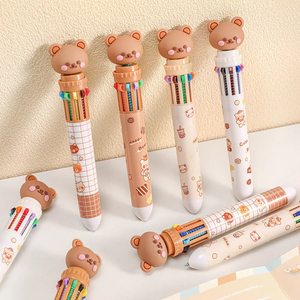 Stylo bille 10 couleurs Ours de dessin animé 0,5 mm, stylos gel à encre colorée, stylos kawaii en silicone, fournitures scolaires et de bureau, papeterie coréenne - Product Image 3