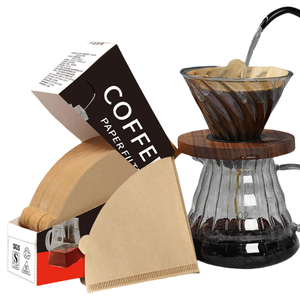 Papier <span class=keywords><strong>filtre</strong></span> à café en pulpe de bois biodégradable jetable, lot de 100 pièces, forme en V/conique, <span class=keywords><strong>filtre</strong></span> à café à dégoulinement manuel pour la préparation du café - Product Image 1