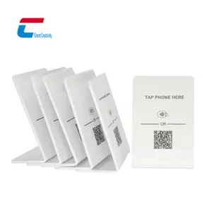 Percetakan kartu nomor meja akrilik kustom kode Qr scanable ulasan google nfc stand display