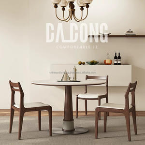 Juego de Mesa de Comedor Redonda de Madera Maciza de Estilo Nórdico Moderno, Duradero y Ecológico para Uso en el Hogar, Hoteles y Restaurantes - Product Image 6